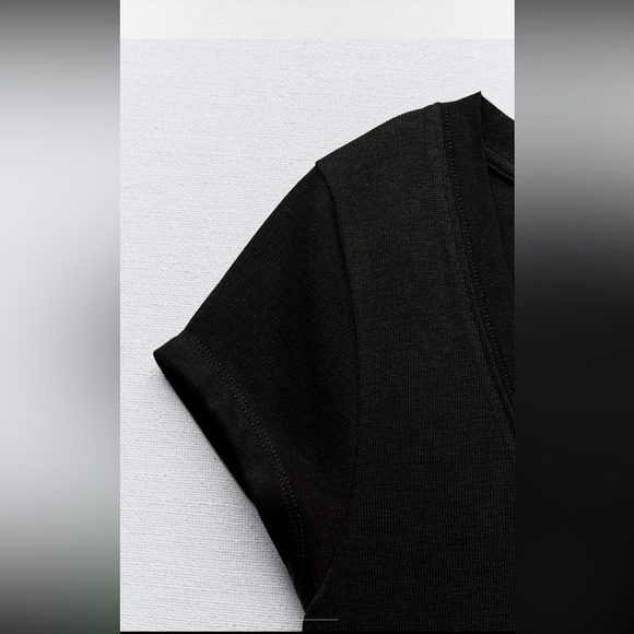 Zara round neck viscose shirt, black - Picture 7 of 8